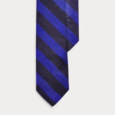Polo Ralph Lauren Striped Silk Repp Narrow Tie In Navy/royal In Blue