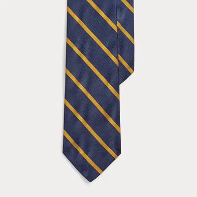 Polo Ralph Lauren Striped Silk Repp Narrow Tie In Navy/gold