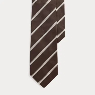 Ralph Lauren Striped Silk Repp Tie In Brown
