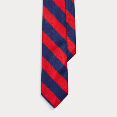 Ralph Lauren Kids' Striped Silk Repp Tie In Navy/red In Metallic