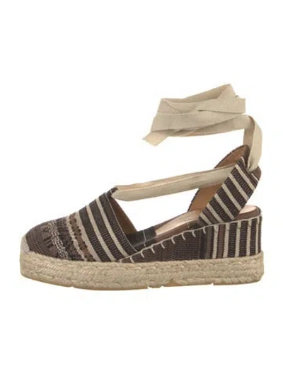 Pre-owned Ralph Lauren Striped Slingback Pumps In Neutral
