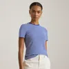 Ralph Lauren Striped Stretch Cotton Crewneck Tee In Blue