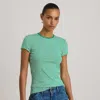 Ralph Lauren Striped Stretch Cotton Crewneck Tee In Green