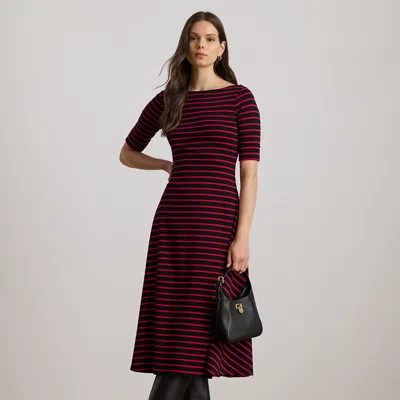 Ralph Lauren Striped Stretch Cotton Midi Dress In Multi