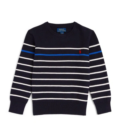 Ralph Lauren Kids' Striped Sweater (6-14 Years) In Navy
