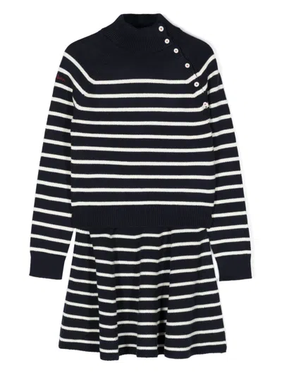 Polo Ralph Lauren Kids' Girl's Two-piece Nautical Striped Sweater & Skirt Set In Blue