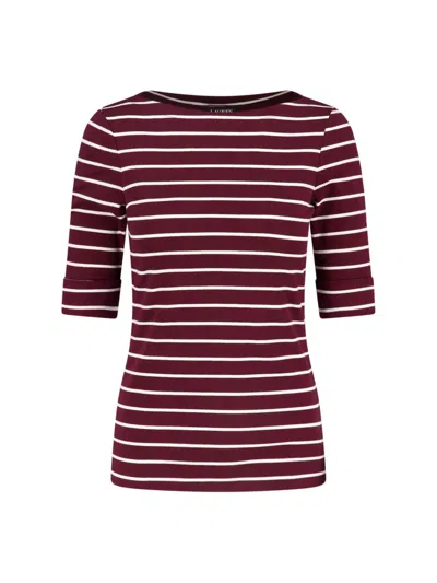 Ralph Lauren Striped Sweater In Burgundy