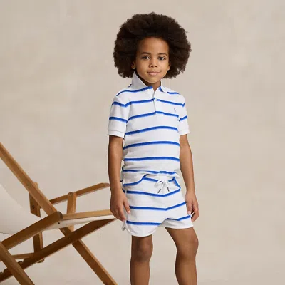 Ralph Lauren Kids' Striped Terry Polo Shirt & Short Set In Blue