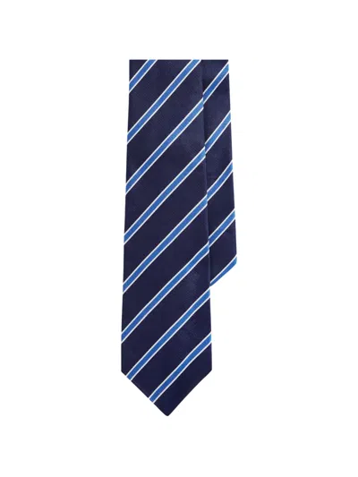 Ralph Lauren Striped Tie In Blue