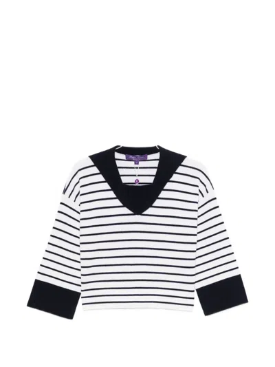 Ralph Lauren Sailor-collar Striped Cashmere Sweater In Multi