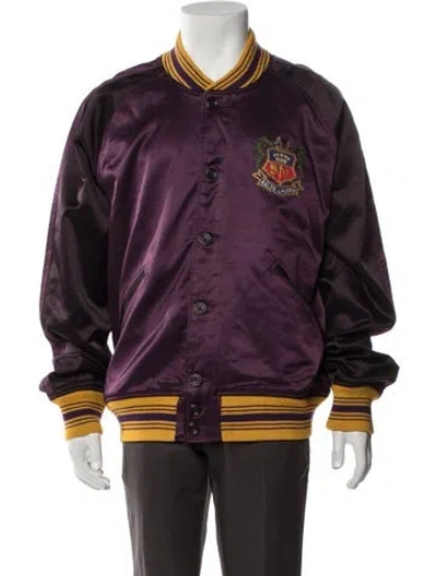 Pre-owned Ralph Lauren Striped Varsity Jacket W/ Tags In Purple