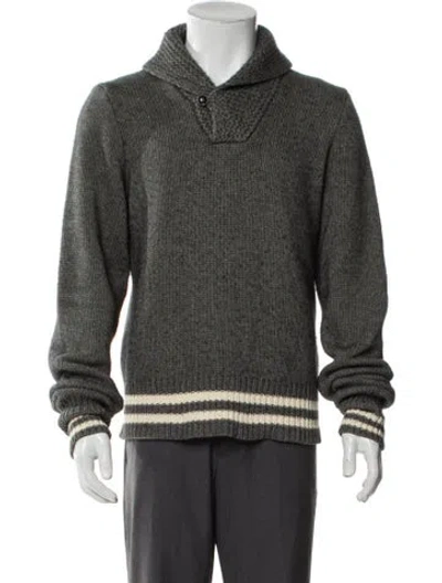 Pre-owned Ralph Lauren Striped V-neck Polo Sweater In Gray