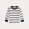 Ralph Lauren Striped Waffle Cotton Long-sleeve Tee In White