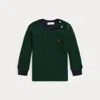 Polo Ralph Lauren Babies' Striped Waffle Cotton Long-sleeve Tee In College Green/rl Navy