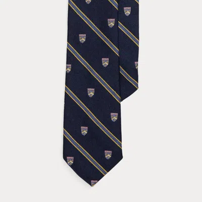 Ralph Lauren Striped Wool-silk Club Tie In Blue