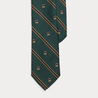 Ralph Lauren Striped Wool-silk Club Tie In Green