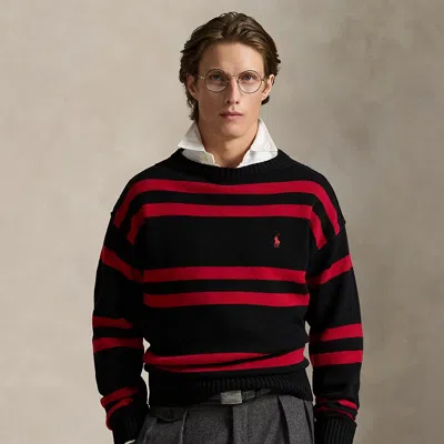 Ralph Lauren Striped Wool Sweater In Black