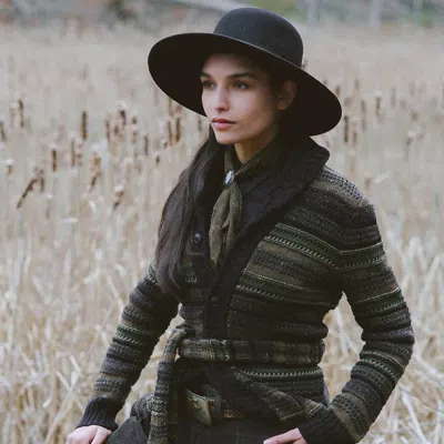 Ralph Lauren Striped Wool-blend Cardigan In Olive Multi In Black