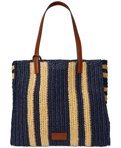 Ralph Lauren Striped Woven Straw Extra Large Wilow Tote Bag