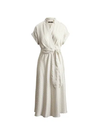 Ralph Lauren Stripe-pattern Wrap-style Dress In Neutral