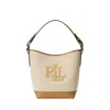 Ralph Lauren Structured Bucket Bag With Canvas Body In Multi