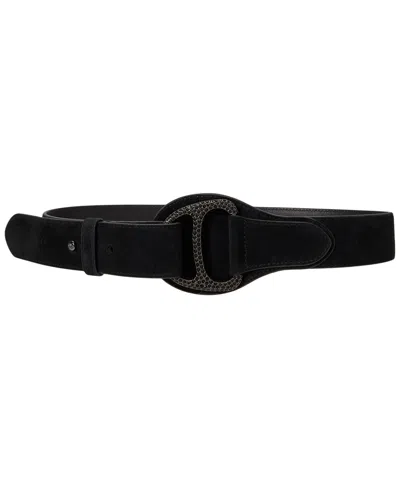 Ralph Lauren Suede Embellished D-ring Wide Belt In Black