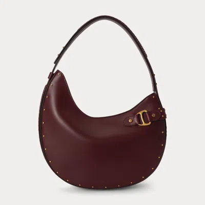 Ralph Lauren Studded Leather Large Tasha Shoulder Bag In Dark Garnet