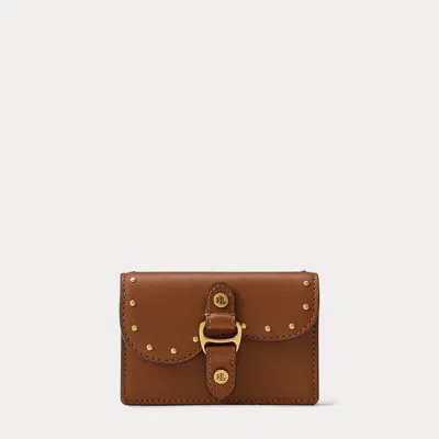 Ralph Lauren Studded Leather Small Tasha Card Case In Lauren Tan