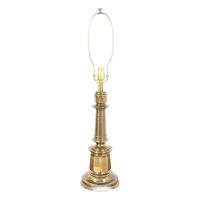 Pre-owned Ralph Lauren Style Mid-century Hollywood Regency Large Brass Table Lamp In Brown