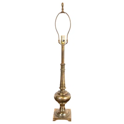 Pre-owned Ralph Lauren Style Mid-century Hollywood Regency Tall Brass Table Lamp In Brown
