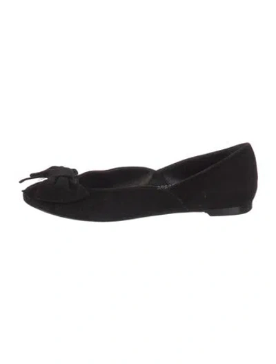 Pre-owned Ralph Lauren Suede Ballet Flats In Black