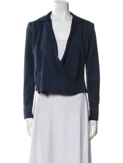 Pre-owned Ralph Lauren Suede Biker Jacket In Blue