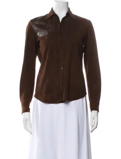 Pre-owned Ralph Lauren Suede Biker Jacket In Brown