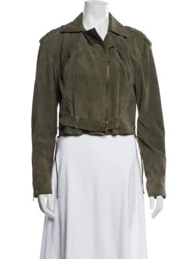 Pre-owned Ralph Lauren Suede Biker Jacket In Green