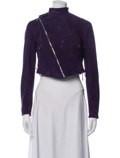Pre-owned Ralph Lauren Suede Biker Jacket In Purple