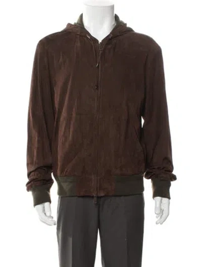Pre-owned Ralph Lauren Suede Bomber Jacket W/ Tags In Brown