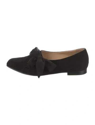 Pre-owned Ralph Lauren Suede Bow Accents Oxfords In Black