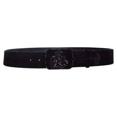 Pre-owned Ralph Lauren , Suede Buckle Belt In Black