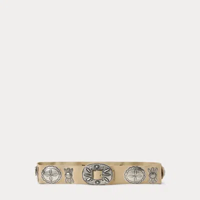 Ralph Lauren Suede Cast Concho Belt In Light Sand