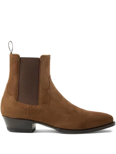 Ralph Lauren Suede Chelsea Boots In Brown