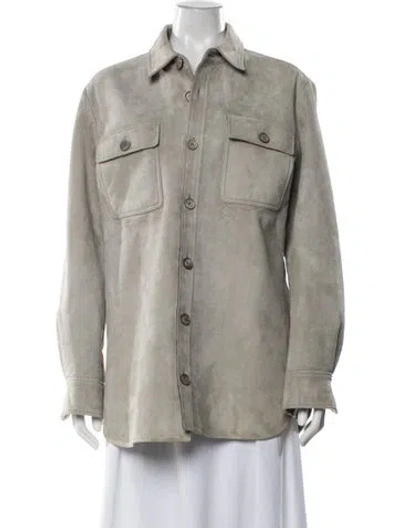 Pre-owned Ralph Lauren Suede Coat In Grey/neutrals