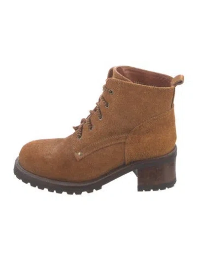 Pre-owned Ralph Lauren Suede Combat Boots In Brown