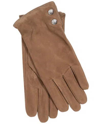 Ralph Lauren Suede Crest Button Glove In Multi