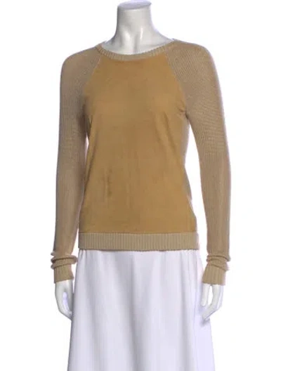 Pre-owned Ralph Lauren Suede Crew Neck Top In Neutral