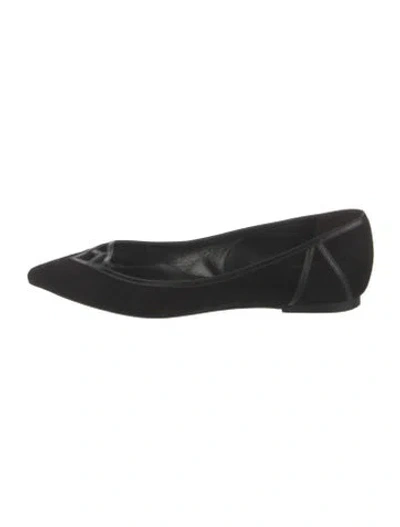 Pre-owned Ralph Lauren Suede Cutout Accent Flats In Black
