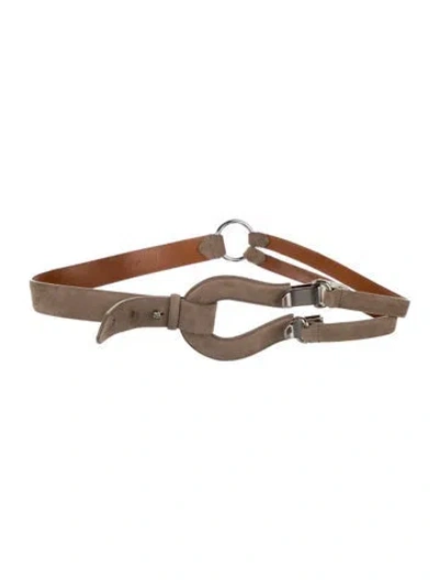 Pre-owned Ralph Lauren Suede Cutout Accent Waist Belt In Neutrals