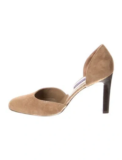 Pre-owned Ralph Lauren Suede D'orsay Pumps In Neutral