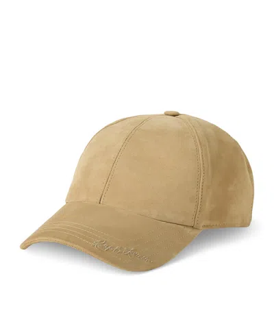 RALPH LAUREN SUEDE EMBROIDERED BASEBALL CAP