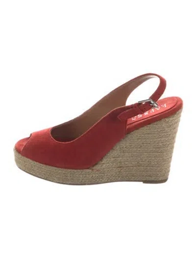 Pre-owned Ralph Lauren Suede Espadrilles In Red