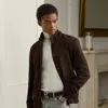 Ralph Lauren Suede-front Cashmere Cardigan In Brown